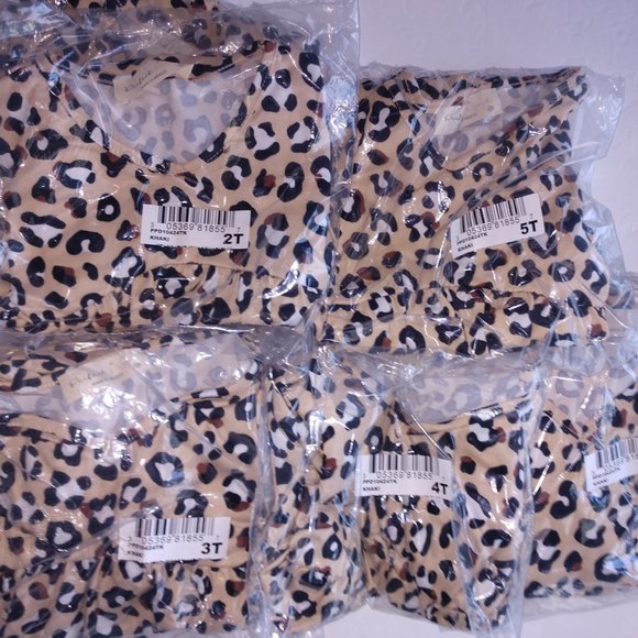 Leopard Print Baby Doll Top With Short Sleeves , Cheetah Top Girls Various NWT - Picture 9 of 16